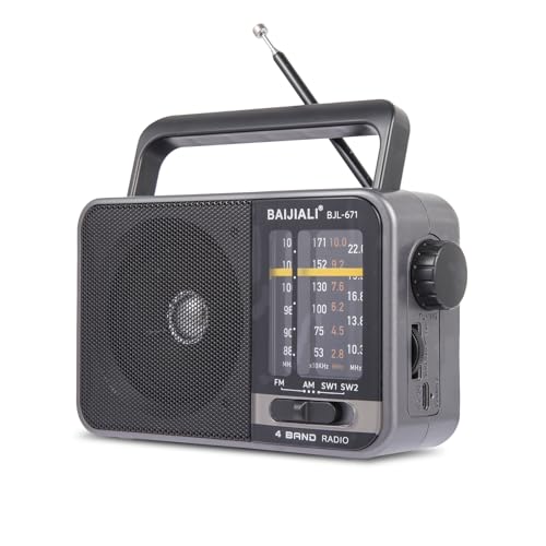 Tragbares UKW/MW Radio mit lautem Lautsprecher, Transistorradio (Batteriebetrieb oder USB) für Indoor, Outdoor & Notfälle - (BJL-671)