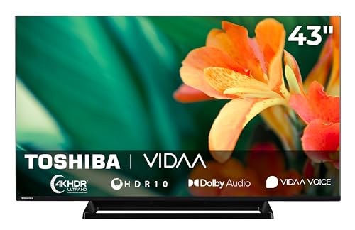 Toshiba Fernseher 43 Zoll Smart TV VIDAA 4K UHD Fernseher HDR Smart TV mit integriertem Triple-Tuner, LED TV 43UV3363DA (2026)