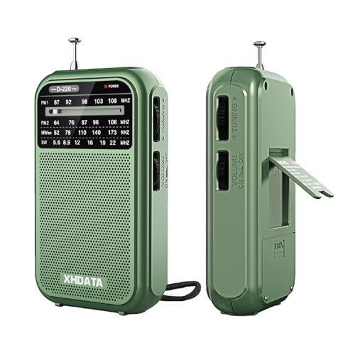 XHDATA D220 Radio Klein, FM AM UKW Radio, Batteriebetriebenes Nostalgieradio, WeltempfängerRadio, Taschenradio mit Ausgezeichneter Empfangsqualität, Familie und Senioren (Grün)