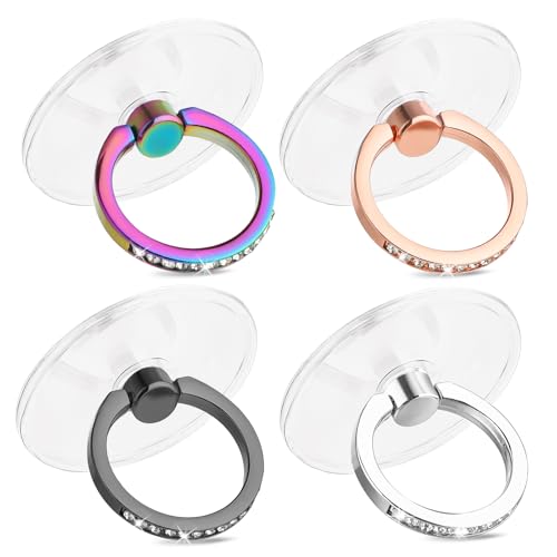 Ymapinc 4 Stück Handy Ringhalter 360° Drehbarer Handyringhalter Selbstklebend Handy Ring Halterung Handyhülle Zubehör für Smartphones Tablets(4 Farben)