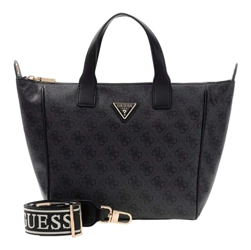 GUESS Schultertasche Follie Small Tote Bag Coal Logo dunkelgrau