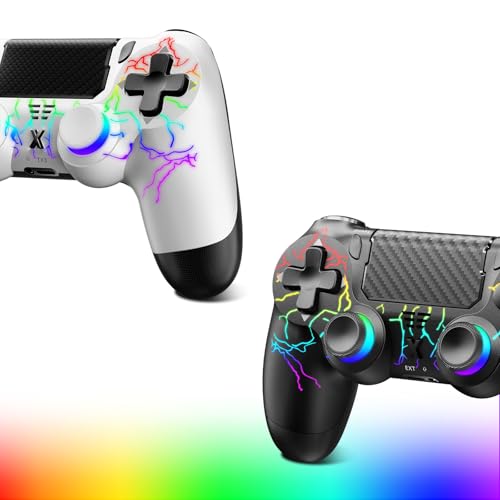 Glitfix 2pcs Wireless Controller für PS-4/Pro/Slim/PC, Game Controller mit Turbo/Zurück Taste/Dual Vibration/Touchpanel