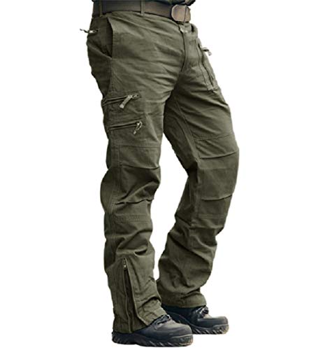 MAGCOMSEN Cargohose Herren Outdoorhose Militar Hose Herren Baumwolle mit 8 Taschen Wanderhose Leichte Jagdhose Army Grün, 34