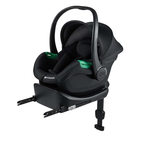 Kinderkraft Mink PRO 2 i-Size 40-87 cm Babyschale, Kindersitz mit isofix Mink FX2-Basisstation, Autositz von Geburt Gruppe 0+, Verstellbare Kopfstütze, Einsatz für die Jüngsten im Set, Schwarz