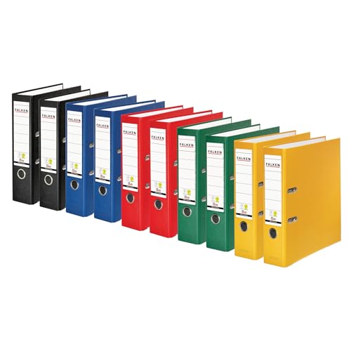 FALKEN 10x PP-Color Ordner 8cm breit DIN A4 farbig sortiert 5 Farben