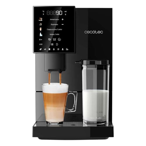 Cecotec Superautomatische Kaffeemaschine Cremmaet Compactccino. 1350 W, Thermoblock, 19 Bar Pumpendruck, Plug&Play-System, Kaffeevorratsbehälter mit integrierter Mühle, Automatische Reinigung