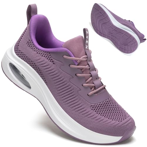 ZYEN Damen breite füße Schuhe, luftgepolsterte extra breite Schuhe, atmungsaktive Sportschuhe, leichte und Bequeme Damen-Laufschuhe, Sneaker für das Training im Fitnessstudio 8832 Full Purple 38