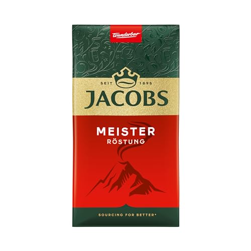 Jacobs Filterkaffee Meisterröstung, dunkle Röstung, Kaffee gemahlen, geröstet in Deutschland, ideal für Filterkaffeemaschine & French Press, Intensität 9/10, 500 g
