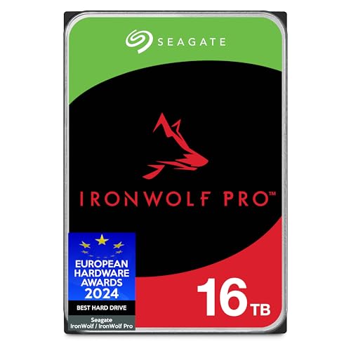 Seagate IronWolf Pro 16TB, NAS interne Festplatte HDD, 3.5 Zoll, 7200 U/Min, CMR, 256 MB Cache, SATA 6 GB/S, inkl. Data Rescue Service (ST16000NTZ01)