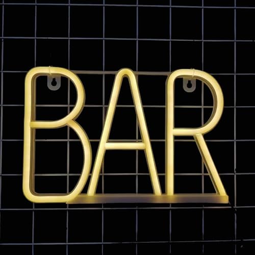 Gpurplebud Bar Schild Beleuchtet - Leuchtschild Bar für Hausbar Theke Neon Schild LED Wanddeko für Party Nachtclub Mann Höhle Restaurant Festival Feier Dekoration Party Zeichen (Warmweiß)