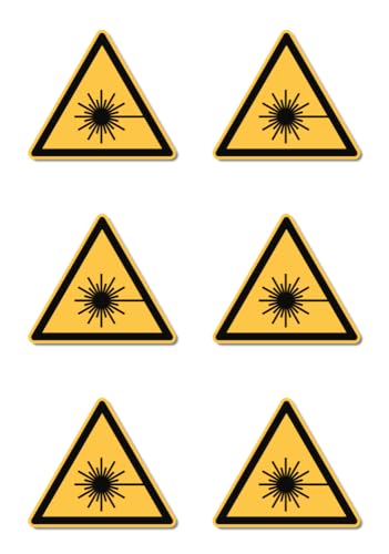 Warnung vor Laserstrahl: W004 - DIN EN ISO 7010 / ASR A1.3 - Aufkleber: 5 cm, 6 Stück