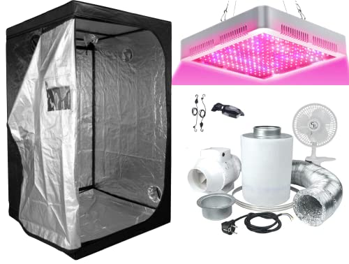 SUPACROP Grow-Box Komplettset LED 200W Growzelt Vollspektrum Indoor Kit 60 x 60 x 140 cm / 80 x 80 x 160 cm mit Aktivkohlefilter Abluft und Ventilator