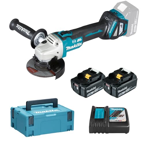 Makita DGA513RTJ Akku-Winkelschleifer 18 V / 5,0 Ah, 2 Akkus + Ladegerät Im MAKPAC