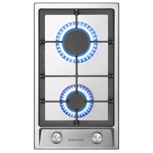 GASLAND GH30SF Gaskochfeld Einbau Edelstahl Gaskocher 2 Flammig, 30 cm Gas Einbau Autark Gaskochfeld, Butan-Gasherd 4200 Watt, LPG/Erdgas