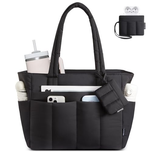 LOVEVOOK Shopper Tasche Damen Handtasche Groß, Leicht Arbeitstasche Puffer Tote Bag mit Vielen Fächern, 15,6 Zoll Laptoptasche Schultasche Lehrertasche, Schultertasche für Arbeit Büro Uni Reise