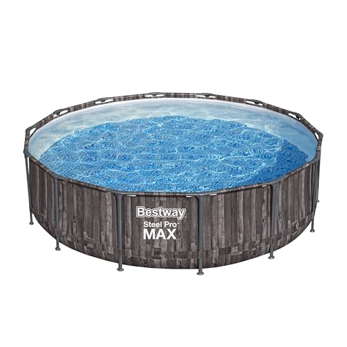 Bestway® Steel Pro MAX Ersatz Frame Pool ohne Zubehör Ø 427 x 107 cm, Holz-Optik (Mooreiche), rund