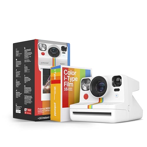 Polaroid Now+ Generation 2 - Camera + Film Bundle (16 Photos Included) - White - Bluetooth Connected App Controlled Instant Film Camera-6437