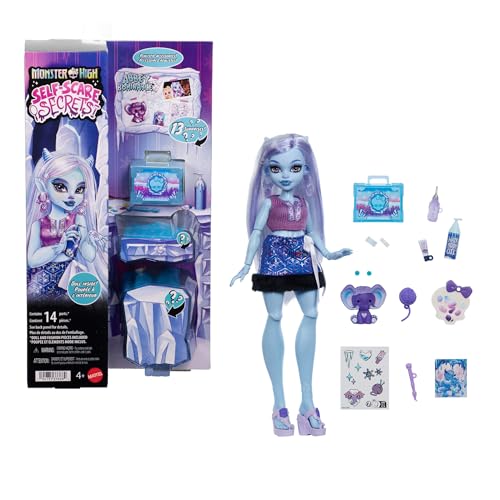Monster High Self-Scare Secrets Abbey Bominable Puppe | Unboxing-Zubehörset mit 13 realistischen Überraschungen: Henna, Malen und Häkelkunst, JHK44