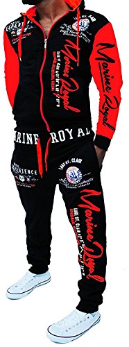 Unbekannt Herren Fitness Jogginganzug Sportanzug Trainingsanzug A.2254 ARMS ARMS (XL Schwarz-Rot