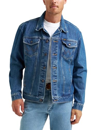 Wrangler Herren Ungefütterte Western Cowboy-Schnitt Jeansjacke, Stonewashed, XL