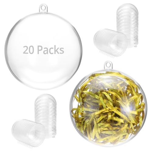 QWORK® 20 Stück Kunststoffkugel Transparent, Ø 8 cm Weihnachtskugeln, Plastikkugeln Zum Befüllen
