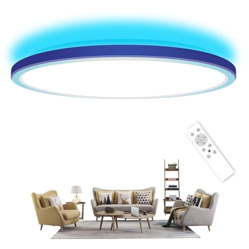 MILFECH 24W LED Deckenleuchte Dimmbar mit Fernbedienung, Deckenlampe RGB Farbwechsel 3000K-6000K 3200LM Rund für Schlafzimmer Kinderzimmer Küche Wohnzimmer (Weiß)