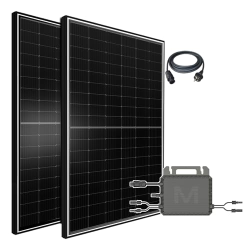 Balkonkraftwerk 1000W Solaranlage Komplettset mit 800W Marstek Micro Wechselrichter WiFi, 2X 500W Bifazial Solarmodule Black Frame für Haus Dach Terrasse Garten PV Anlage