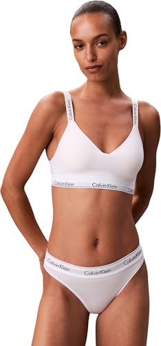 Calvin Klein Damen BH Bralette Lightly Lined Elastischer Bund, Weiß (White), M