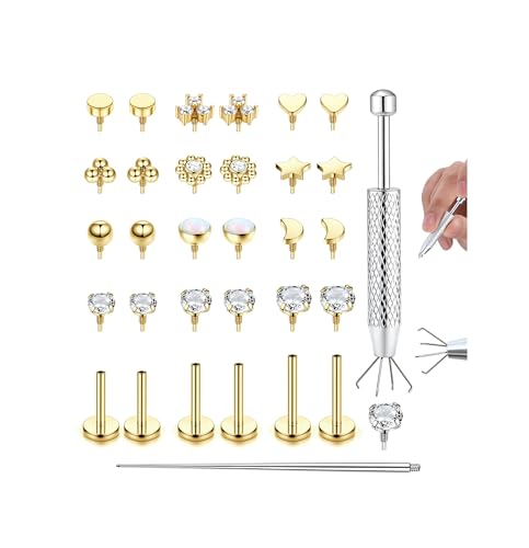 Adramata 16G/18G Tragus Helix Labret Piercing, Piercing Ohr 6/8/10MM,G-16G