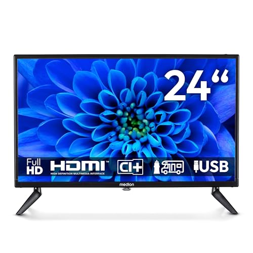 MEDION 59,9 cm (24 Zoll) Full HD Fernseher (perfekt für Camping Wohnmobil LKW Garten, 12V KFZ Car-Adapter, Triple Tuner Receiver, HDMI, USB, MD 824000)