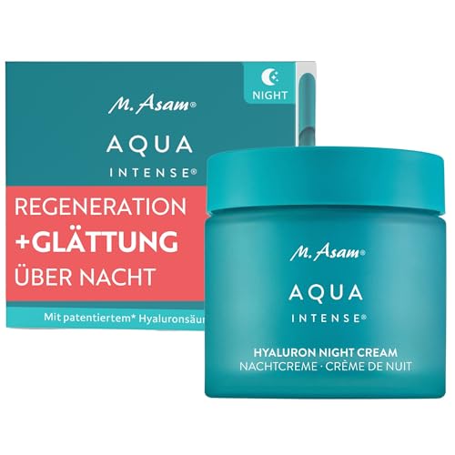 M. Asam AQUA INTENSE Nachtcreme (50ml) – Hyaluron Gesichtscreme für intensive Feuchtigkeit, Parfümfrei & Regenerierend, Skincare mit Silicium & Pflanzenölen für Geschmeidige Haut