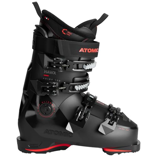 ATOMIC HAWX Prime 100 GW Skischuhe in Schwarz/Rot - Größe 45/46 - Mittelbreite Ski-Boots mit 100 mm Passform & 100er-Flex - Ski-Schuhe mit anpassbarer Mimic Technologie für präzisen Fit
