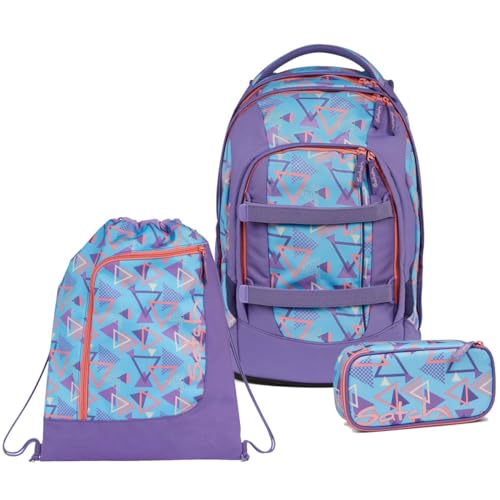 Satch Pack Schulrucksack Set 3tlg. inkl. Schlamperbox und Sportbeutel (80s Dance)