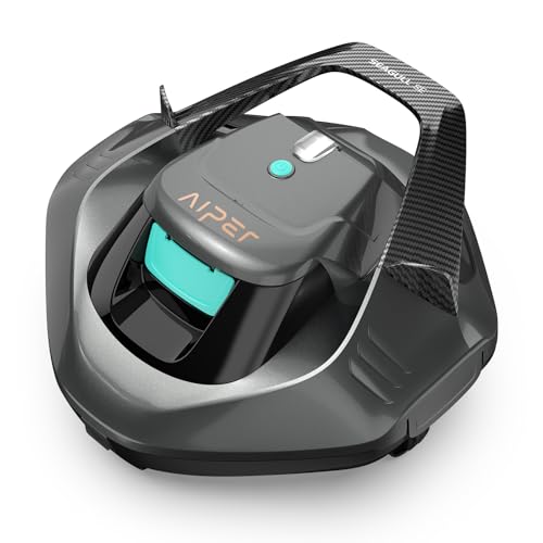 AIPER Poolroboter, Kabellos Poolsauger Akku, Bodensauger mit 90 Min Laufzeit, Automatisches Parken, Dual-Antriebsmotoren & LED-Anzeigen, Ideal für Flachem Boden Pool bis zu 80 m²