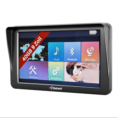 Elebest City 90+ – 9 Zoll GPS Navigationsgerät für Auto, LKW & Wohnmobil | 52 Länder Europakarte, Bluetooth, Freisprecheinrichtung, Blitzerwarner, Fahrspurassistent, lebenslange Updates