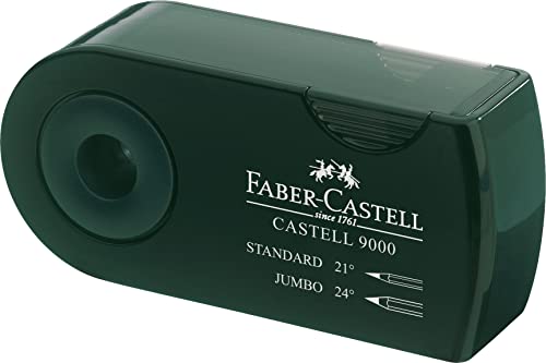 FABER-CASTELL - Doppelspitzer 9000 Grün | Anspitzer für dicke und dünne Blei- und Buntstifte