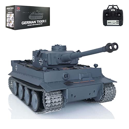 wheelfun Heng Long RC Panzer RTR 3818 1/16 7.0 Upgraded Metall Version Deutscher Tiger I Metallspuren Umlenkräder Rauchgenerator Infrarot Kampf 340° Drehbarer Turm Airsoft Schießen