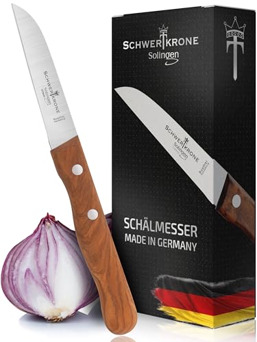 Schwertkrone® Gemüsemesser Premium [MADE IN SOLINGEN - GERMANY] - Schälmesser Obstmesser - Küchenmesser klein scharf - Schneidemesser Kartoffelschälmesser - Allzweckmesser (Klinge: 3