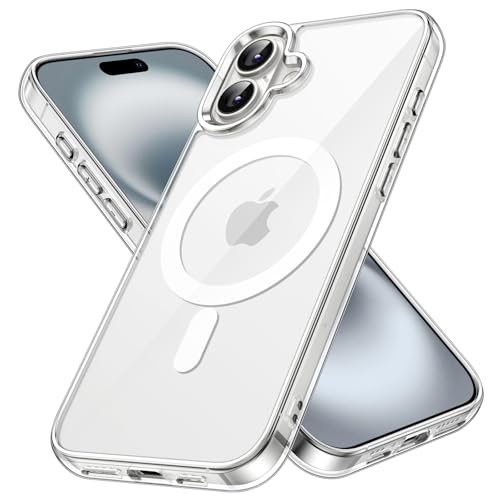 JETech Magnetisch Hülle für iPhone 16 6,1 Zoll Kompatibel mit MagSafe, Stoßfest Stoßfänger Handyhülle, Anti-Kratzer Transparent Rückseite (Durchsichtig)