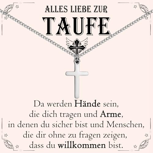 PDTU Taufgeschenke für Jungen, Kreuz Kette Geschenk zur Taufe, Taufkreuz für Jungs Kinder Sohn Enkel Neffen Patenkind von Mama Papa Taufpaten Großeltern