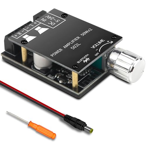 Bluetooth Verstärker Board Modul 2 x 50 W Audioverstärker Dual Channel Digital Power Verstärker Bluetooth 5.0 mit HiFi Filter für DIY Lautsprecher