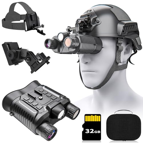 Militär Nachtsichtgerät mit Kopfhalterung, 4K-Videoaufzeichnung 36MP-Foto, 7 Stufen Infrarot, 300M 8X Digitaler Zoom Nachtsichtgerät für Jagd Camping Beobachtung w/ 32GB TF Karte,Nv8161