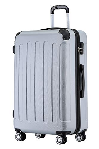 BEIBYE Hartschalenkoffer XL 76 cm – großer Reisekoffer, leicht, robust, ABS, 360° Doppelrollen, Zahlenschloss, Silber