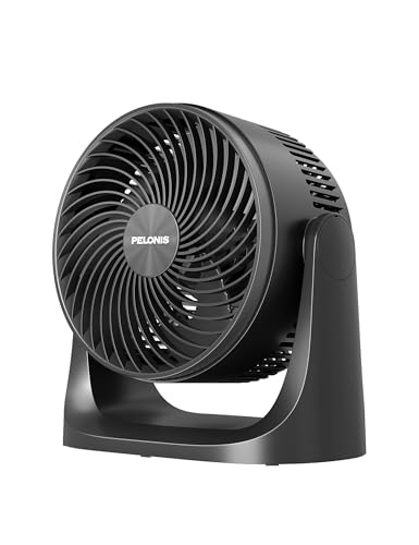Pelonis 3 stufiger Luftzirkulationsventilator 18 cm Kompakt Tischventilator mit 100° Neigung, Leiser Betrieb für Schlafzimmer & Büro Energieeffizienter Schwarz Ventilator