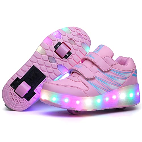 Leuchtende Turnschuhe mit Rädern, LED-Schuhe mit Rädern, Mädchen-LED-Räder, Schuhe, Schlittschuhe, Rollschuh-Turnschuhe für Kinder, Wiederaufladbar über USB. Kindergeschenk für Party, Geburtstag