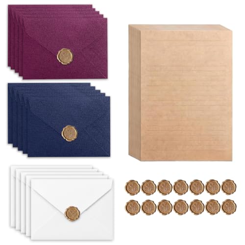 60PCS Vintage Briefpapier mit Umschlag Set, Schreiben Briefumschläge Schön