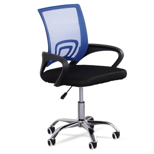 MUWO Director Büro Drehstuhl | ergonomisch & höhenverstellbar | atmungsaktives Mesh-Gewebe | stabile Metallfüße | optimaler Sitzkomfort für langes Arbeiten & Homeoffice (Navy)