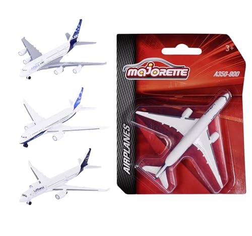 Majorette 212057980 Airplane, Flugzeug mit Original Lizenz, Emirates, Lufthansa, Airbus, Boeing, American Airlines, Spielflugzeug, 5 versch. Modelle, Lieferung: 1 Stück, zufällige Auswahl, Länge 11 cm