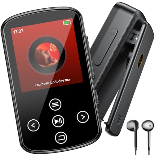 128 GB MP3-Player, Bluetooth 5.3, OGVDOE Mini Musik-Player mit Clip, unabhängige Lautstärketaste, HD-Lautsprecher, FM-Radio, E-Book, Recorder