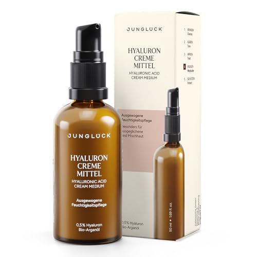 JUNGLÜCK Hyaluron Creme Mittel – Well Aging Gesichtscreme hochdosiert